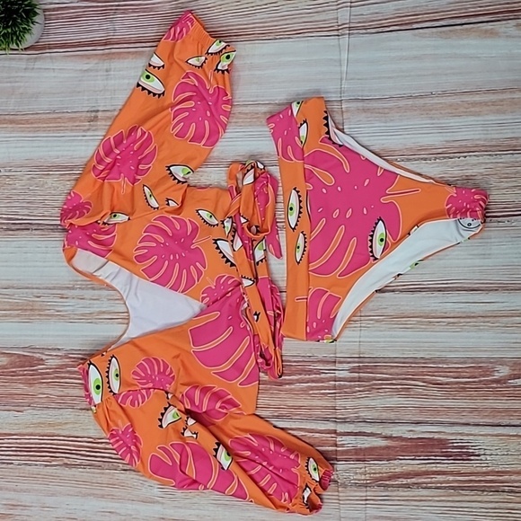 Other - Evil Eye Puff Sleeve Wrap Bikini